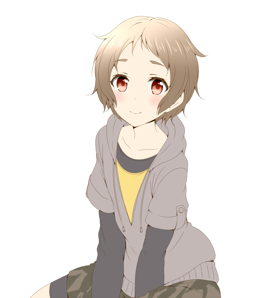 1girl blush brown_eyes brown_hair looking_at_viewer matsuri_(princess_connect!) princess_connect! roaru_(gyuren) short_hair smile