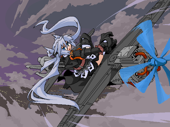 1girl aircraft airplane female_focus long_hair mof mof&#039;s_silver_haired_twintailed_girl oekaki original solo