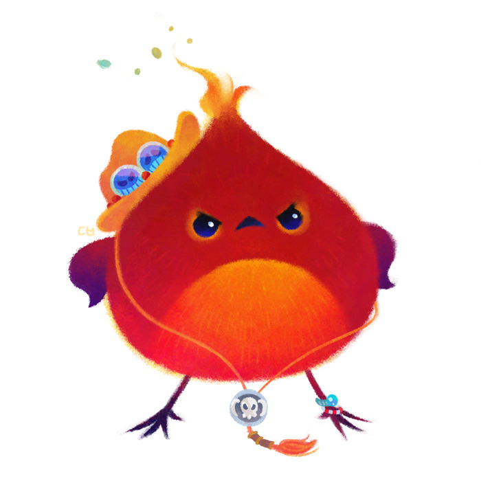 alternate_form bird bracelet claws commentary hands_on_own_hips hat jewelry log_pose looking_at_viewer one_piece orange_hat pikaole portgas_d._ace simple_background white_background