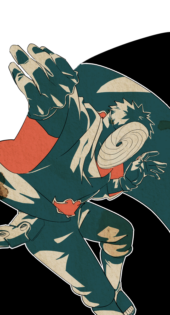 1boy akatsuki_(naruto) akatsuki_uniform gloves highres male_focus mask masked_madara naruto_(classic) naruto_(series) naruto_shippuuden obobkkp short_hair solo tobi_(naruto) uchiha_obito