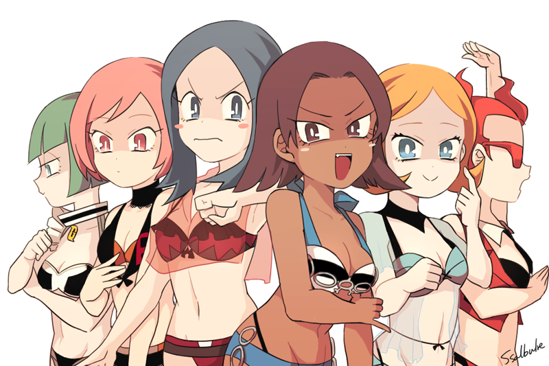 00s 10s 6+girls adapted_costume bikini blonde_hair blush_stickers bright_pupils brown_hair dark-skinned_female dark_skin green_hair grey_hair looking_at_viewer multiple_girls nintendo npc_trainer pink_hair pokemon pokemon_bw pokemon_dppt pokemon_hgss pokemon_oras pokemon_xy red_hair short_hair signature ssalbulre sunglasses swimsuit team_aqua team_aqua_grunt team_aqua_grunt_(female) team_flare team_flare_grunt team_galactic team_galactic_grunt team_galactic_grunt_(female) team_magma team_magma_grunt team_magma_grunt_(female) team_magma_grunt_(remake) team_plasma team_plasma_grunt team_rocket team_rocket_grunt team_rocket_grunt_(female) white_background