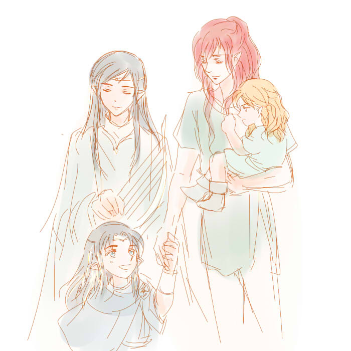 4boys androgynous black_hair blonde_hair blue_eyes brothers carrying celegorm closed_eyes closed_mouth cousins elf fingon height_difference holding holding_hands long_hair looking_at_another looking_to_the_side maedhros maglor male_focus mintkim multiple_boys open_mouth pointy_ears prince profile red_hair robe siblings simple_background the_silmarillion tiara tolkien&#039;s_legendarium tunic white_background