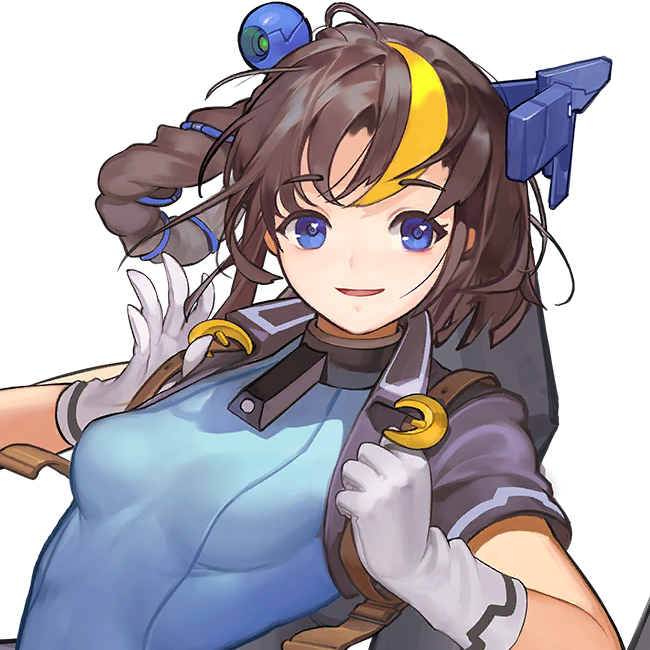 1girl blackhound_(last_origin) blonde_hair blue_bodysuit blue_eyes bodysuit breasts brown_hair female_focus gloves hair_ornament hair_rings head_ornament heart heart-shaped_pupils high_collar last_origin long_hair looking_at_viewer medium_breasts multicolored_hair official_art open_mouth p/a-8_blackhound rorobomb short_sleeves single_hair_ring smile streaked_hair symbol-shaped_pupils transparent_background upper_body white_gloves