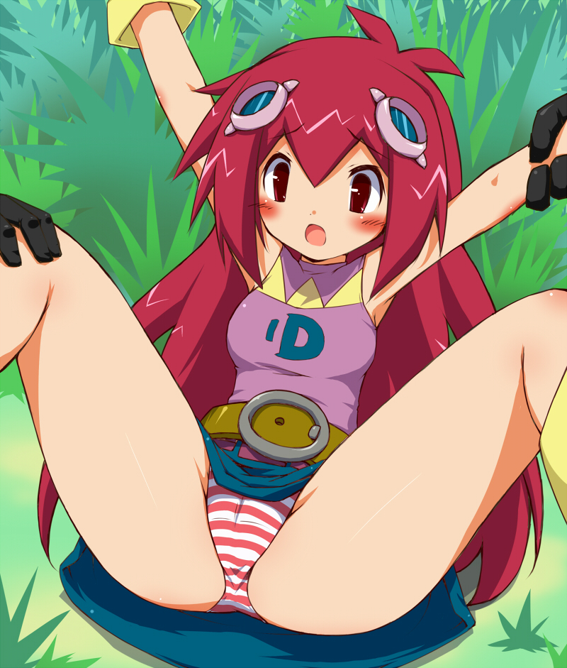 1girl digimon female_focus kizuna_(digimon) long_hair pink_eyes pink_hair solo spread_legs