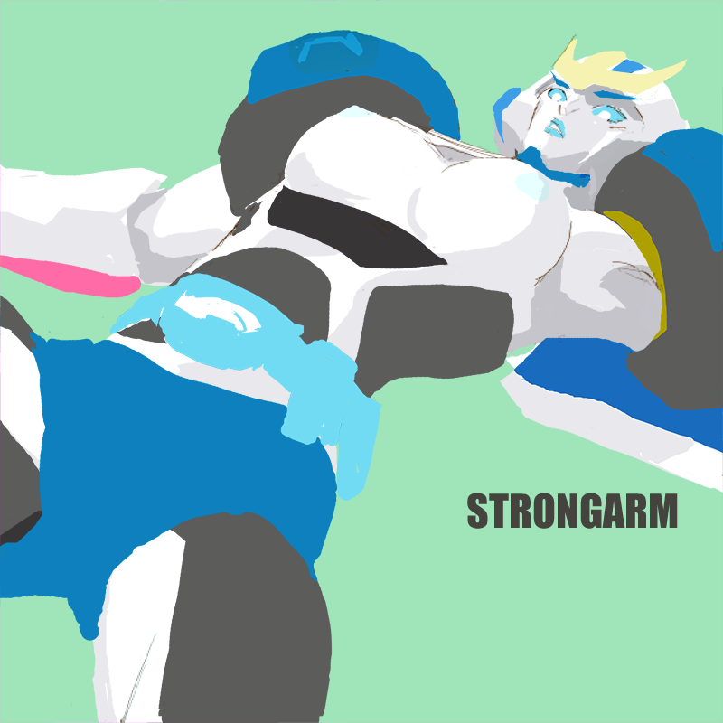 1girl autobot belt blue_lips blue_sclera breasts character_name colored_sclera green_background hasbro medium_breasts missionary nipples nude police police_uniform policewoman robot_girl rookie_cop simple_background solo strongarm_(transformers) transformers transformers:_robots_in_disguise_(2015) utility_belt