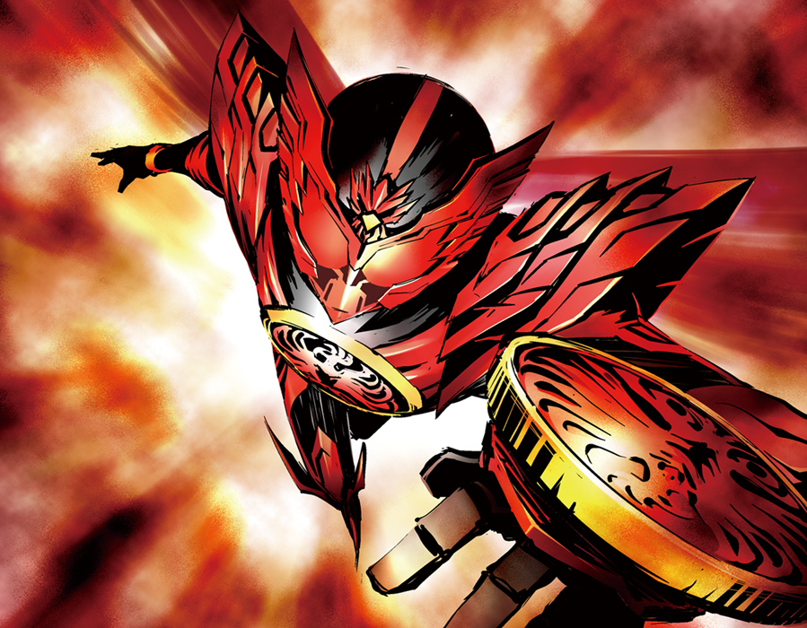 666nao fujisawa_naoyuki kamen_rider kamen_rider_ooo kamen_rider_ooo_(series) no_humans red_theme shield