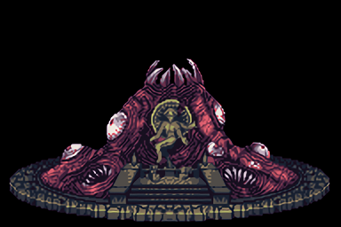 cosmic_horror eldritch_abomination eternal_darkness:_sanity&#039;s_requiem extra_eyes extra_mouth jushi_yamori_(resin_gecko) lowres mantorok monster nintendo pixel_art resized silicon_knights statue teeth upscaled waifu2x