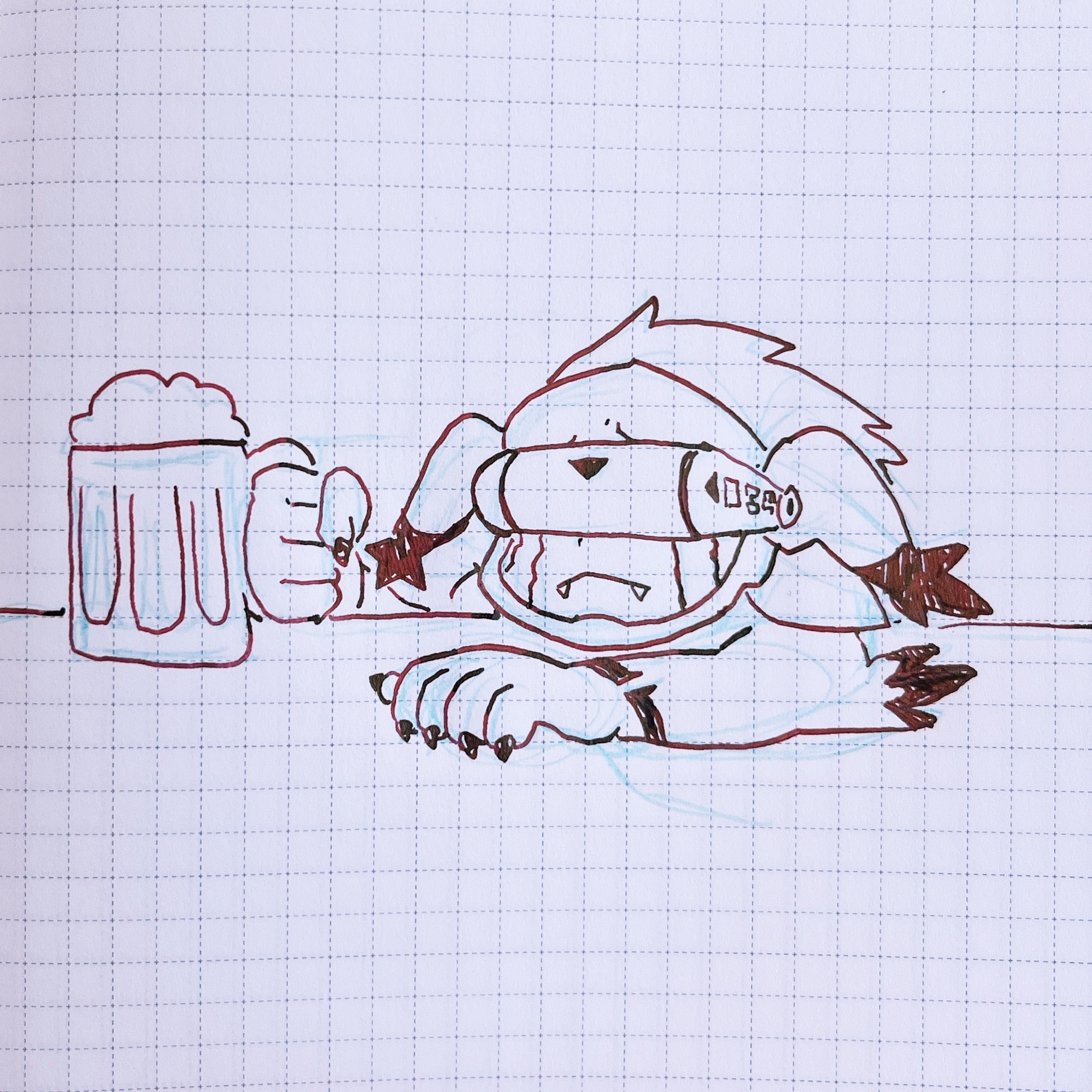 alcohol beer beer_mug covered_eyes cup digimon digimon_(creature) fusion helmet highres long_ears mask mug silphymon