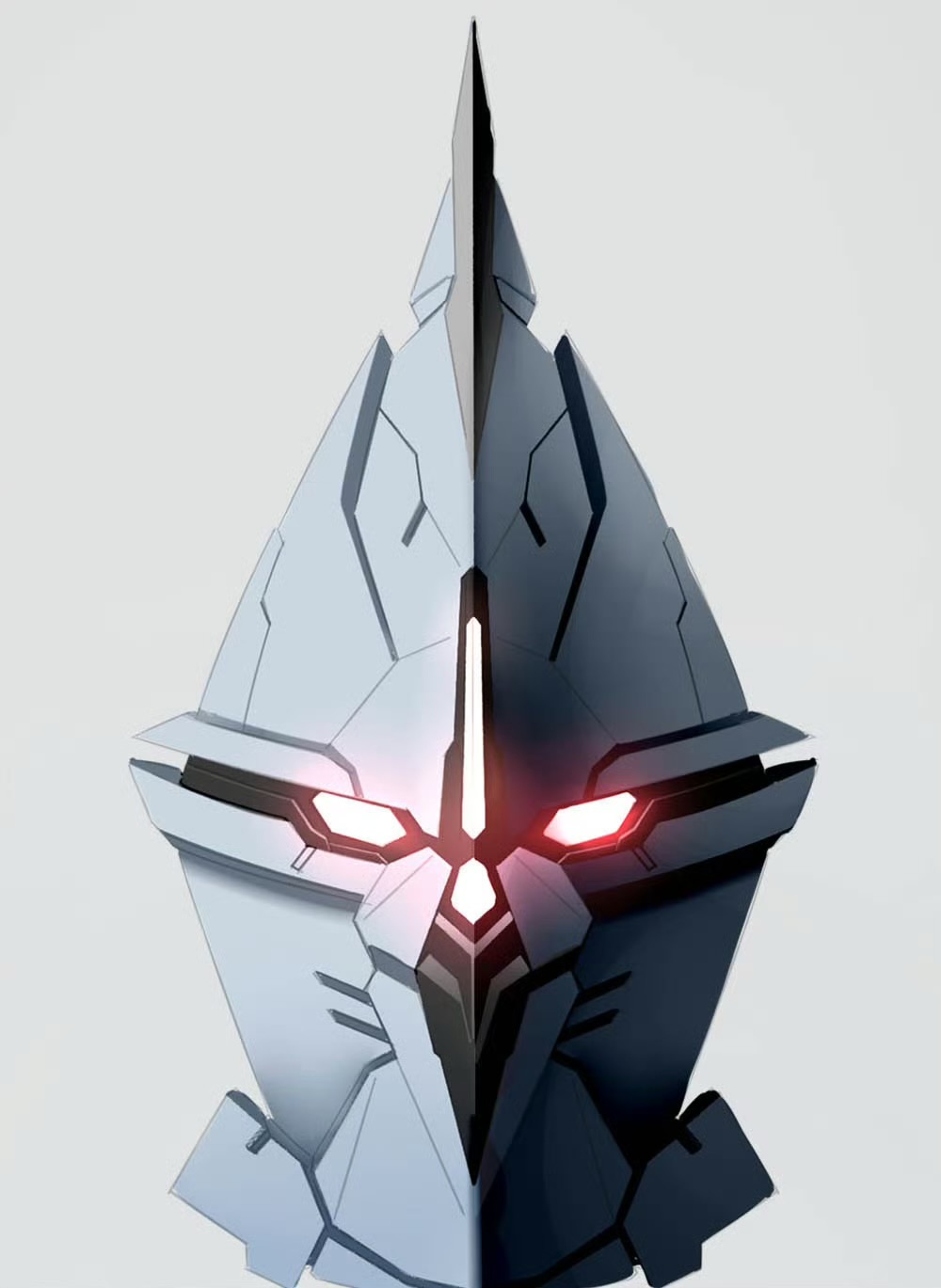 glowing glowing_eyes gundam gyan head_only highres mecha mecha_focus mobile_suit_gundam mosiaz328 no_humans robot science_fiction solo white_background zeon