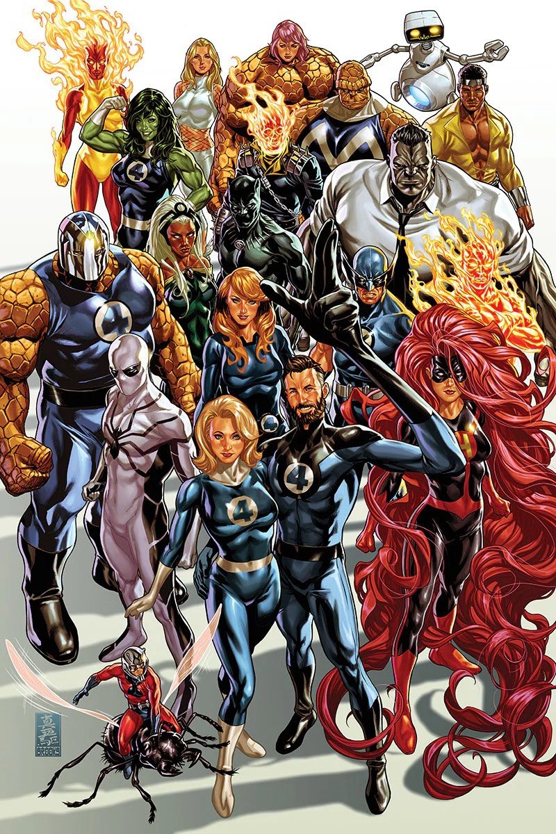 ant ant-man avengers_(series) ben_grimm black_panther_(marvel) blue_jumpsuit bodysuit bug colored_skin dark-skinned_female dark_skin fantastic_four fire ghost_rider green_lips green_skin h.e.r.b.i.e. hank_pym highres hulk insect jennifer_walters johnny_storm jumpsuit luke_cage mark_brooks marvel marvel_rivals multicolored_bodysuit multicolored_helmet muscular muscular_female partially_invisible reed_richards robot she-hulk spider-man spider-man_(series) storm_(x-men) sue_storm superhero_costume two-tone_bodysuit very_dark_skin white_bodysuit wolverine_(x-men) x-men
