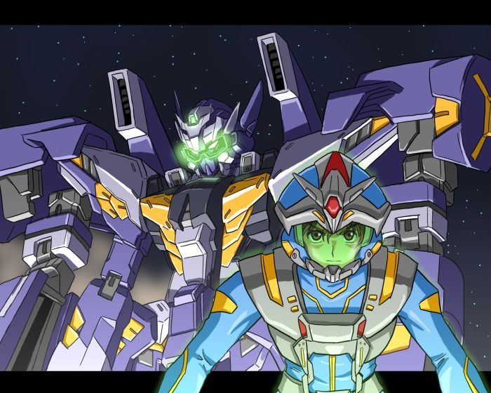 10s 1boy angry banpresto bodysuit exbein glowing glowing_eyes helmet huckebein male_focus mecha pilot_suit robot ryouto_hikawa stmk64 super_robot_wars super_robot_wars_og_the_inspector super_robot_wars_original_generation super_robot_wars_original_generation_2