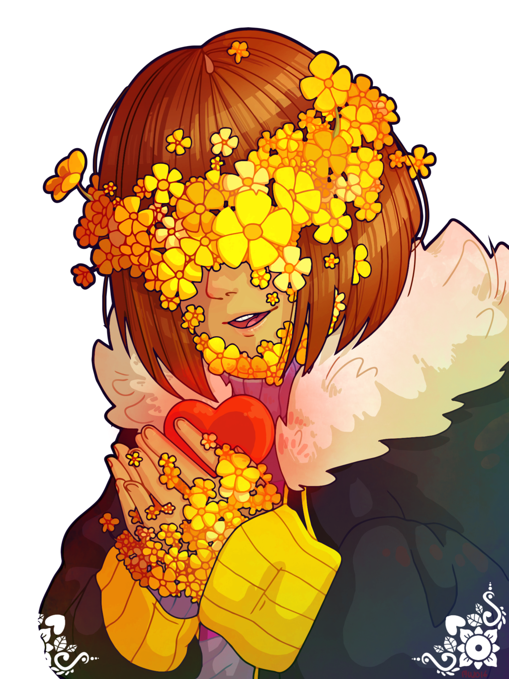 1girl artist_request female_focus flowerfell frisk_(undertale) heart highres light_smile solo tagme transparent_background undertale