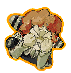 1boy chibi chinese_commentary closed_eyes clown commentary_request hands_on_another&#039;s_face lowres male_focus orange_hair randal&#039;s_friends sebastian_de_tomato_smith_chicken_legs shan_hou short_hair simple_background solo upper_body white_background