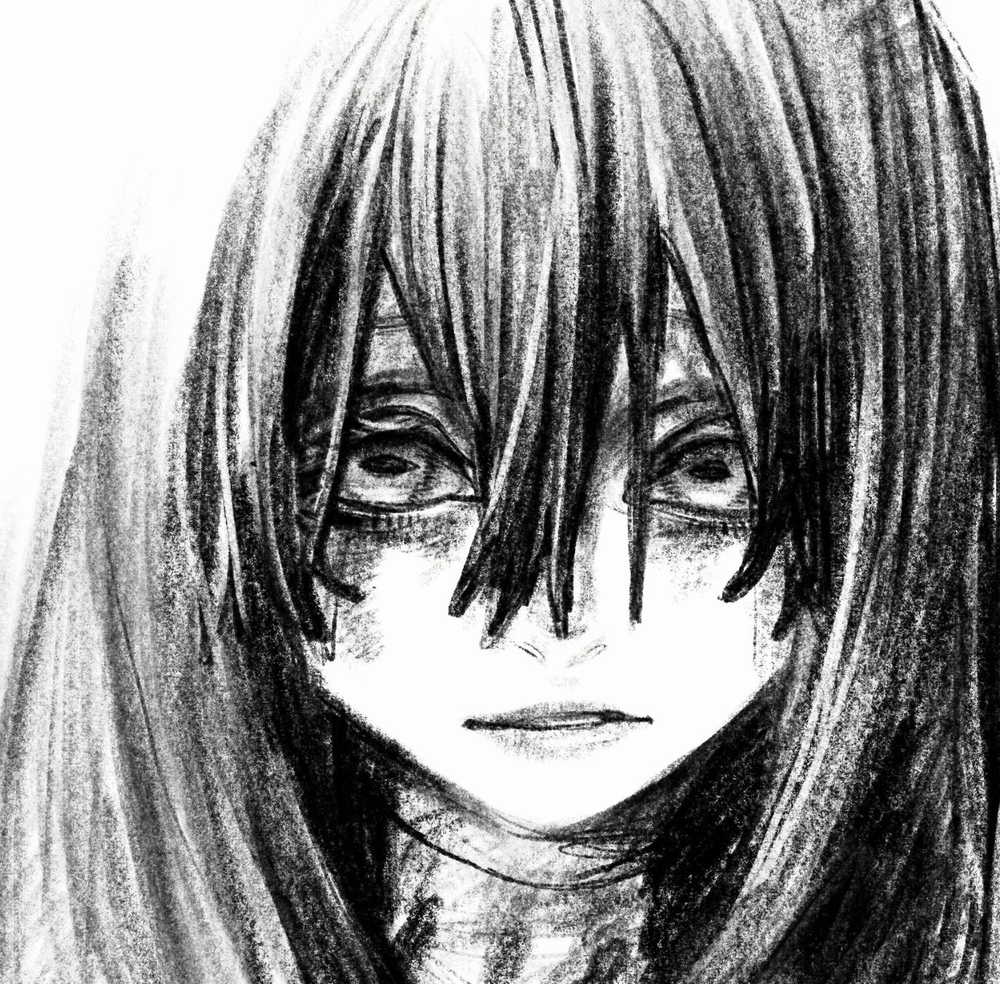 1girl amo_(gachiakuta) doodle gachiakuta highres monochrome sketch urana_kei