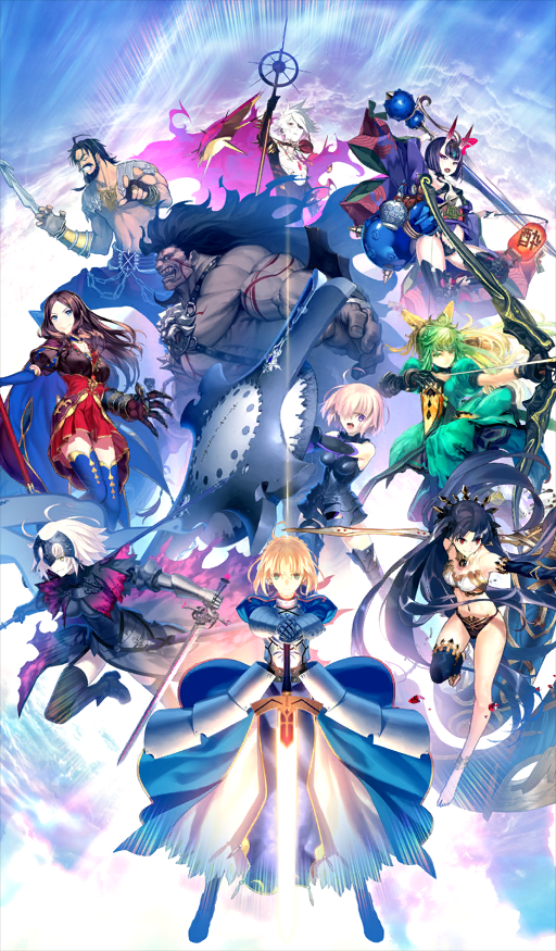 3boys 6+girls abs ahoge animal_ears anklet arm_tattoo armor armored_dress armored_leotard arrow_(projectile) artist_collaboration artoria_pendragon_(fate) asai_genji asymmetrical_dual_wielding asymmetrical_legwear atalanta_(fate) azusa_(hws) b_suke bandeau banner belt bikini bikini_armor black_armor black_belt black_bikini black_bodysuit black_boots black_bra black_capelet black_gauntlets black_gloves black_hair black_leotard black_panties black_shirt black_skirt black_sleeves black_thighhighs black_tiara blonde_hair blue_background blue_cape blue_dress blue_eyes blue_gloves blue_sky blue_thighhighs blunt_bangs bob_cut bodysuit boots bow_(weapon) bra breastplate brown_dress brown_hair bun_with_braided_base cape capelet cat_ears cat_girl chest_jewel chest_tattoo closed_mouth cloud collar colored_skin commentary_request curtained_hair detached_sleeves dress dual_wielding dynamic_pose edward_teach_(fate) elbow_gloves excalibur_(fate/stay_night) expressionless facial_tattoo fate/grand_order fate/grand_order_arcade fate_(series) faulds fingerless_gloves floating floating_cape gauntlets gloves glowing glowing_sword glowing_weapon gold_collar gold_necklace gradient_capelet gradient_clothes gradient_hair gradient_skirt green_dress green_eyes green_hair grey_skin hair_over_one_eye hands_on_hilt heavenly_boat_maanna heracles_(fate) heracles_(third_ascension)_(fate) high-low_dress holding holding_arrow holding_banner holding_bow_(weapon) holding_lantern holding_polearm holding_shield holding_staff holding_sword holding_weapon honjou_raita horns ishtar_(fate) japanese_clothes jeanne_d&#039;arc_alter_(avenger)_(fate) jeanne_d&#039;arc_alter_(fate) jewelry juliet_sleeves karna_(fate) kavacha_(fate) kimono kundala_(fate) la_grondement_du_haine lantern leg_armor leg_up leonardo_da_vinci_(fate) leotard long_dress long_hair long_skirt long_sleeves looking_at_viewer looking_to_the_side lord_camelot_(fate) low_neckline mash_kyrielight mash_kyrielight_(demi-servant) mismatched_legwear morii_shizuki multicolored_dress multicolored_hair multiple_boys multiple_girls muscular muscular_male necklace obi official_art open_clothes open_kimono open_mouth pako_(pakosun) panties pants paper_lantern parted_bangs parted_lips pink_cape pink_capelet pink_hair pink_skirt pointing polearm puffy_short_sleeves puffy_sleeves purple_cape purple_eyes purple_gloves purple_hair purple_kimono red_dress red_eyes red_horns red_sash red_tattoo revealing_clothes saber_(fate) sash shield shirt short_hair short_sleeves shoulder_armor shouting shuten_douji_(fate) side_slit sidelocks silver_armor simosi single_gauntlet single_thighhigh skirt sky smile smirk spiked_collar spikes staff standing strapless swimsuit sword takeuchi_takashi tattoo teeth thigh_strap thighhighs third-party_source tiara topless_male two-sided_cape two-sided_fabric two-tone_capelet two-tone_gloves two-tone_skirt two_side_up underwear v-shaped_eyebrows vasavi_shakti_(fate) very_long_hair weapon white_bandeau white_hair wide_sleeves