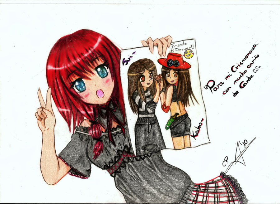 1girl blue_eyes blush female_focus open_mouth original red_hair solo traditional traditional_media v