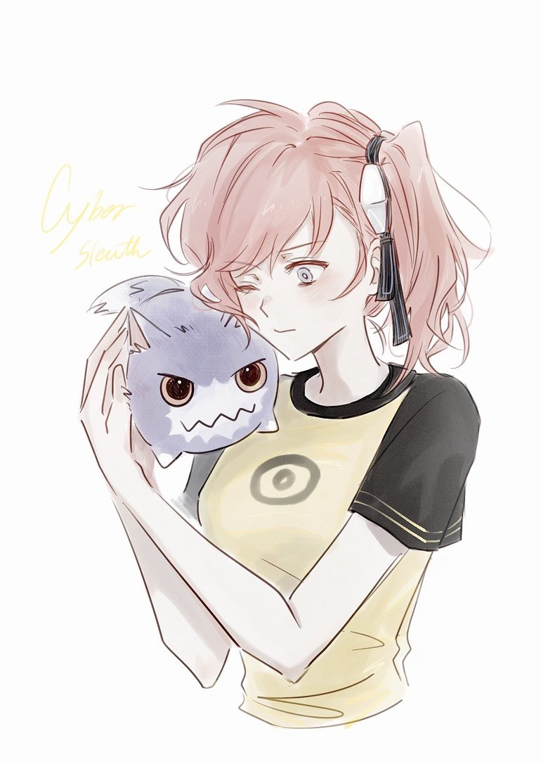 aiba_ami blue_eyes digimon digimon_story:_cyber_sleuth dorimon goggles goggles_on_head long_hair red_hair sidetail