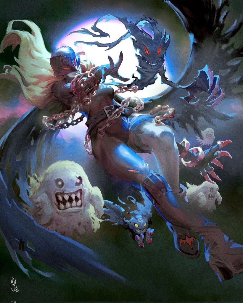 bakemon demon demon_girl digimon digimon_(creature) fallen_angel ladydevimon long_hair mask picodevimon