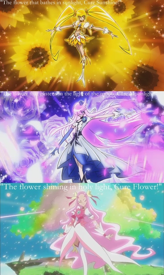 10s cure_flower cure_moonlight cure_sunshine hanasaki_kaoruko heartcatch_precure! jewelry myoudouin_itsuki precure screencap tsukikage_yuri