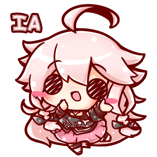1girl ahoge blush braid character_name chibi ia_(vocaloid) long_hair open_mouth pink_hair ribbon ritateo smile solid_circle_eyes vocaloid