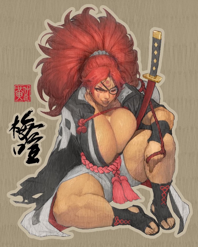 1girl baiken breasts guilty_gear huge_breasts ickpot long_hair