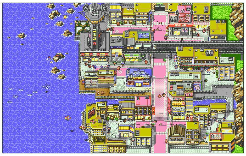 6+boys 6+girls battle bottle building child clefable cliff commentary dewndeym door english_commentary eye_contact fence flower from_above gen_1_pokemon gen_2_pokemon golbat goldenrod_city grass growlithe hat jigglypuff looking_at_another mantine map_(medium) milk_bottle moomoo_milk multiple_boys multiple_girls nintendo ocean oddish old old_man old_woman pidgey pikachu pixel_art pokemon pokemon_(creature) pokemon_gsc pokemon_gym power_lines radio_tower remoraid road rock sign stairs surfing_pikachu team_rocket_grunt tentacruel train utility_pole walking water whitney_(pokemon) window yanma