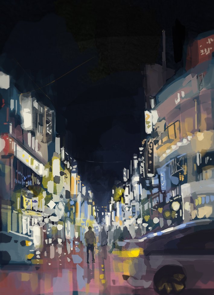 6+others balcony building city multiple_others night night_sky original outdoors path people road scenery shop sky slow_d street window