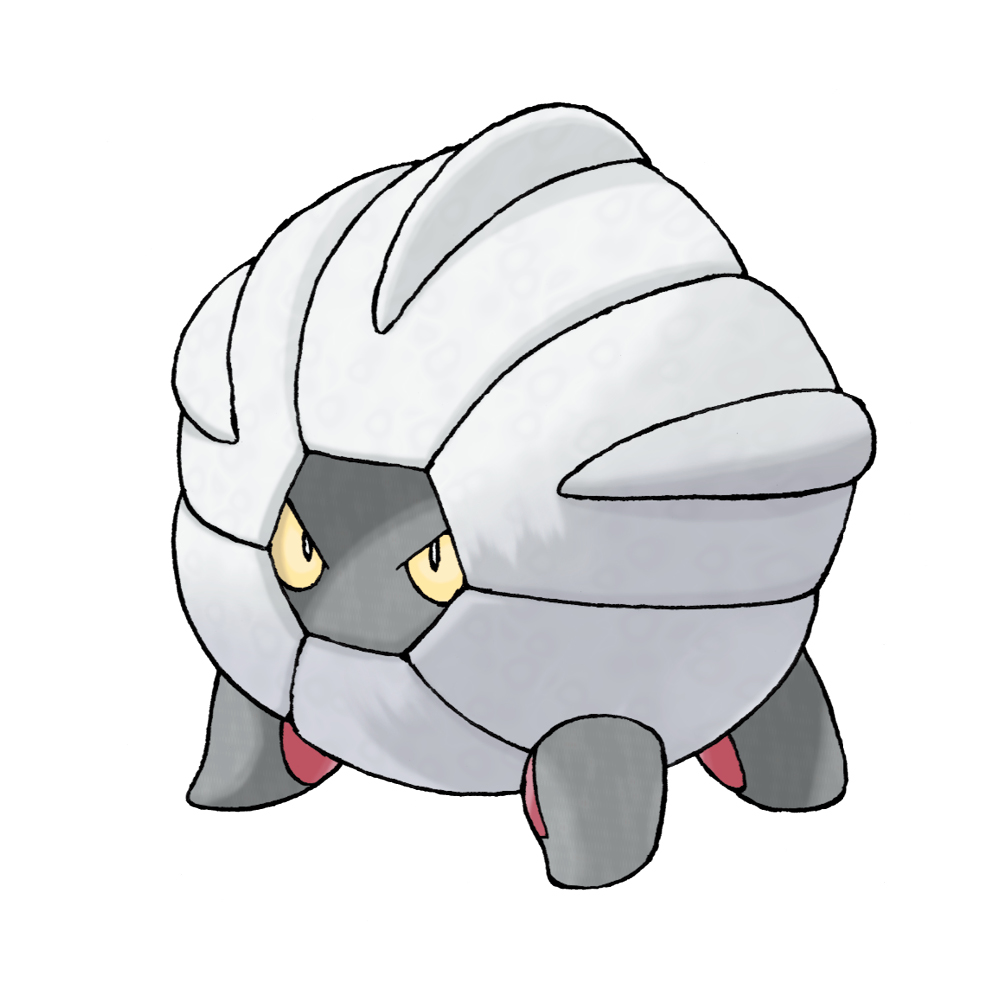 full_body gen_3_pokemon nintendo no_humans official_art pokemon pokemon_(creature) pokemon_focus pokemon_rse shelgon simple_background solo sugimori_ken third-party_source v-shaped_eyes white_background