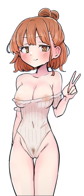 1girl boku_no_kokoro_no_yabai_yatsu cowboy_shot long28 nude nude_filter pubic_hair sekine_moeko solo third-party_edit transparent transparent_background transparent_swimsuit