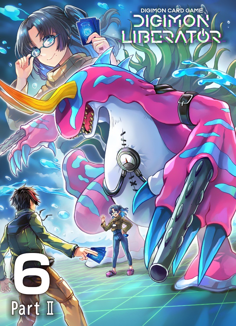 belt cannon claws digimon digimon_(creature) digimon_liberator glasses kazama_shoto marinbullmon official_art yao_qinglan