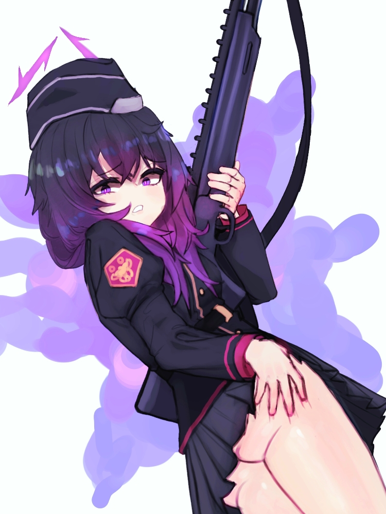 1girl ass blue_archive gun haruka_(blue_archive) ilyowal solo weapon