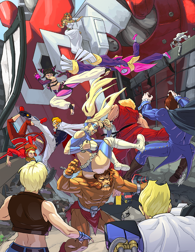 6+boys 6+girls armored_warriors attack blodia breasts butt_stomp capcom captain_commando captain_commando_(character) cleavage company_connection crossover cyberbots demitri_maximoff diepod drill_hair fighting final_fight ghost_bilstein halterneck han_juri head_on_ass justice_gakuen kagami_kyousuke ken_masters kicking large_breasts hsien-ko leo_(warzard) lucia_morgan multiple_boys multiple_crossover multiple_girls rainbow_mika saotome_jin sideboob sonson sonson_(series) star_gladiator street_fighter street_fighter_iv_(series) twin_drills underboob darkstalkers warzard