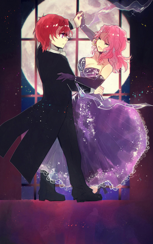 axel_almer bad_id bad_pixiv_id dancing dress full_body lemon_browning long_hair nunuko_(mu661129) pink_hair red_hair super_robot_wars super_robot_wars_advance super_robot_wars_advance_portable super_robot_wars_original_generation very_long_hair vest