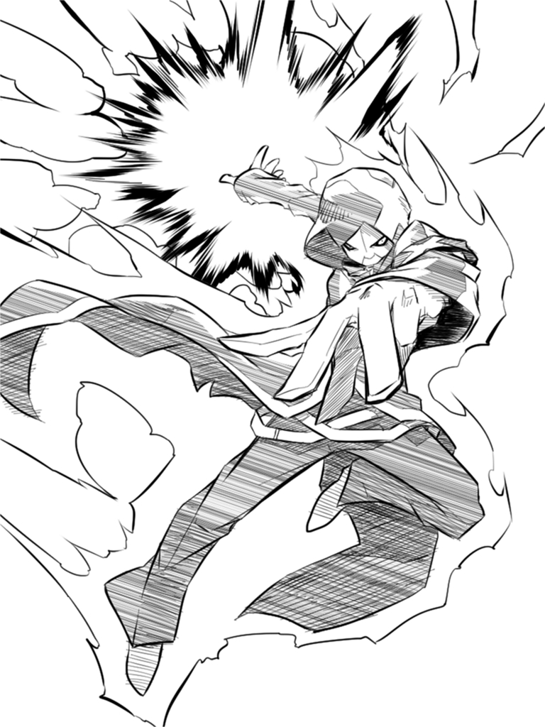 1boy aura belt coat commentary_request energy_blast glaring gloves greyscale hood hooded_jacket jacket jin_(mugenjin) looking_at_viewer male_focus mask monochrome rx_boss solo telekinesis trench_coat x zannen_onna-kanbu_black_general-san