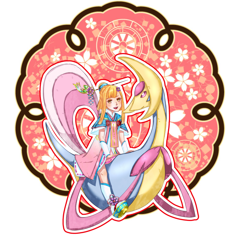 blonde_hair blunt_bangs blush brown_eyes chacha cresselia gen_4_pokemon hair_ornament hairpin japanese_clothes kimono legendary_pokemon lips long_bangs nintendo pokemon pokemon_conquest riding riding_pokemon sandals sengoku_musou smile swept_bangs tabi