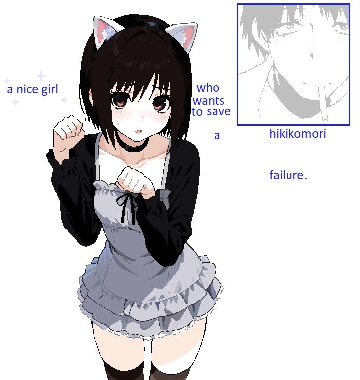 1girl animal_ears black_choker black_ribbon blush brown_eyes cat_ears choker cowboy_shot frills long_sleeves looking_at_viewer nakahara_misaki nhk_ni_youkoso! nithzenithh paw_pose ribbon short_hair skirt solo thighhighs zettai_ryouiki