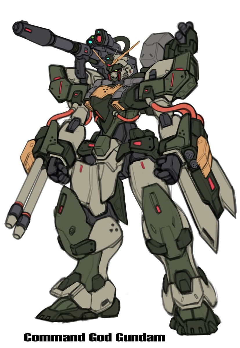 cable clenched_hands command_gundam fusion g_gundam glowing god_gundam green_eyes gundam haganef highres mecha no_humans robot science_fiction sd_command_chronicles shoulder_cannon solo super_robot v-fin