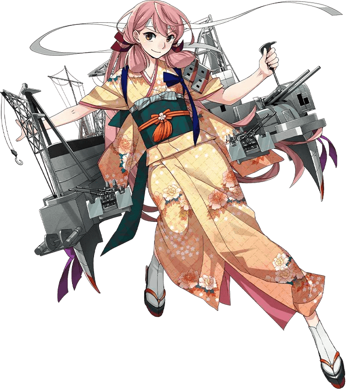 &gt;:) 10s 1girl akashi_(kancolle) akashi_(new_year)_(kancolle) brown_eyes female_focus fujikawa full_body hair_ribbon headband japanese_clothes kantai_collection kimono long_hair looking_at_viewer machinery official_art pink_hair ribbon solo tasuki transparent_background v-shaped_eyebrows