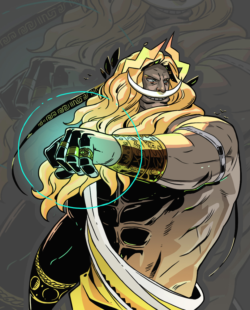 1boy abs ancient_greek_clothes blonde_hair cosplay edward_newgate facial_hair greco-roman_clothes hades_(series) hades_1 iury_padilha jewelry long_hair muscular muscular_male mustache one_piece ring robe solo zeus_(hades)