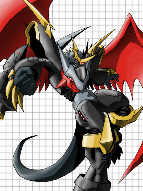 armor beta_digimon cannon digimon digimon_(creature) horns imperialdramon imperialdramon_fighter_mode_(black) solo tail wings