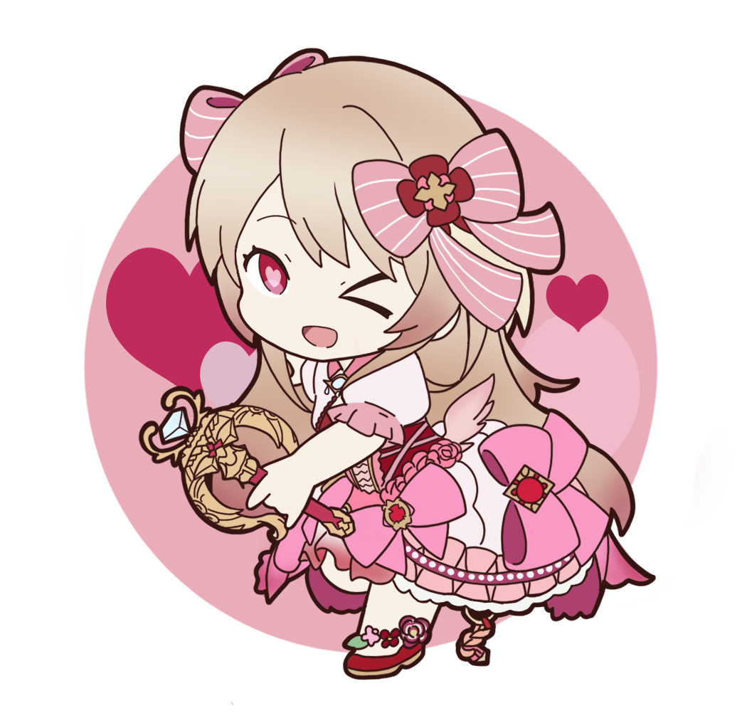 1girl bad_id bad_pixiv_id chaos_marie_(grimms_notes) chibi chibi_only full_body grimms_notes holding holding_wand nyaru_(nyaru_4126) one_eye_closed solo wand