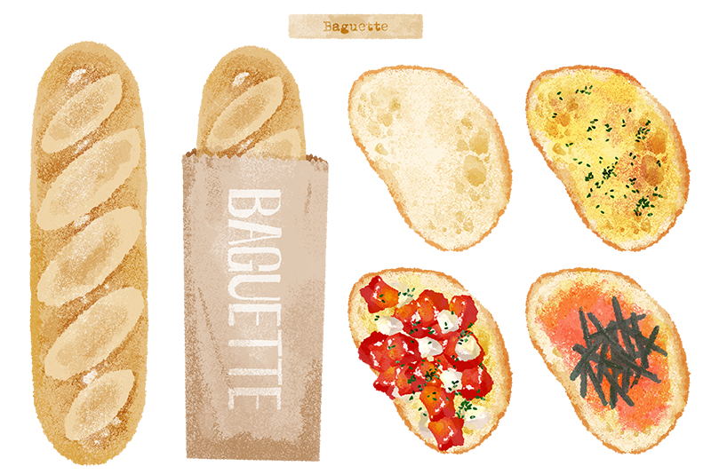 bag baguette bread cream food food_focus food_name no_humans original paper_bag sakurako_shinya sauce tomato tomato_slice transparent_background