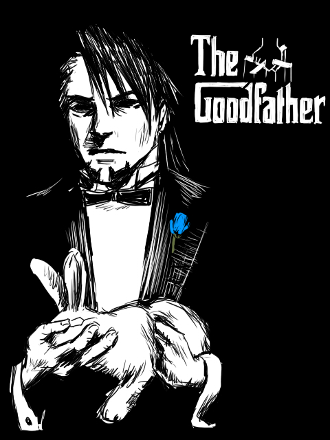 1boy bad_id bad_pixiv_id rabbit don_corleone facial_hair formal_clothes kaburagi_t._kotetsu licamen male_focus parody reducto short_hair solo spot_color stubble suit the_godfather tiger_&amp;_bunny vito_corleone