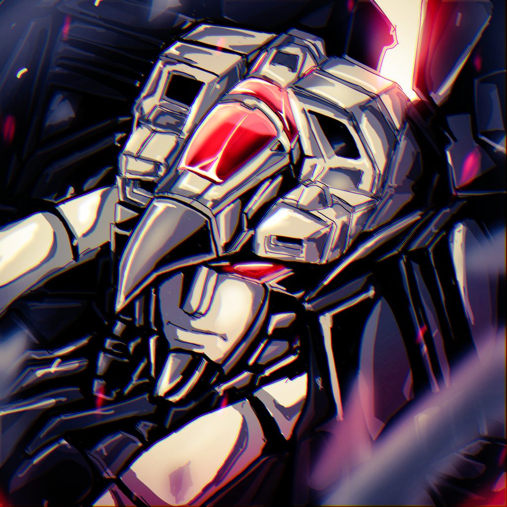 choujuu_kishin_dancouga dancouga dancouga_(series) expressionless mecha naru_(sandanme) no_humans one_eye_covered portrait red_eyes robot science_fiction solo super_robot