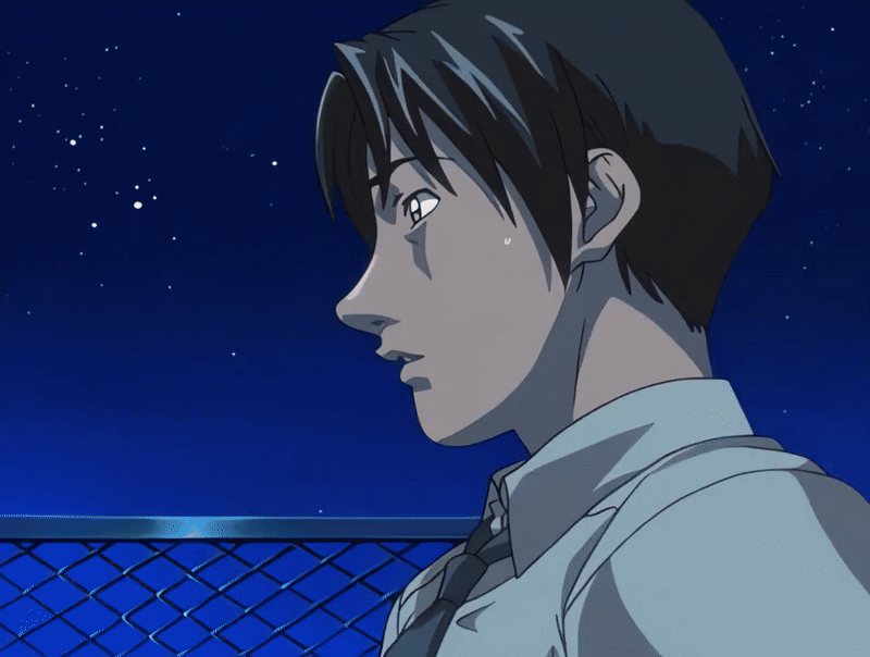 00s 1boy 1girl 2004 animated animated_gif bare_shoulders bible_black bible_black_new_testament blush breasts brown_hair french_kiss hair_ribbon hetero kiss night one-piece_swimsuit ribbon saliva saliva_trail shin_bible_black short_twintails smile swimsuit tagme tan tongue toudou_yuki twintails yoshitani_(bible_black)