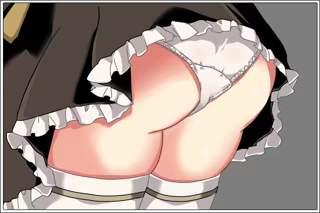1girl ariel_(oukoku_no_shugo_tenshi) ass ass_focus black_background black_skirt close-up frilled_skirt frills from_behind game_cg hikaru_(sgst) leaning_forward lower_body oukoku_no_shugo_tenshi panties petite simple_background skindentation skirt solo standing thighhighs underwear variant_set white_panties white_thighhighs