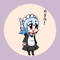 3ldkm black_pantyhose fumimi lowres maid pantyhose pixel_art sakuemon solo tagme