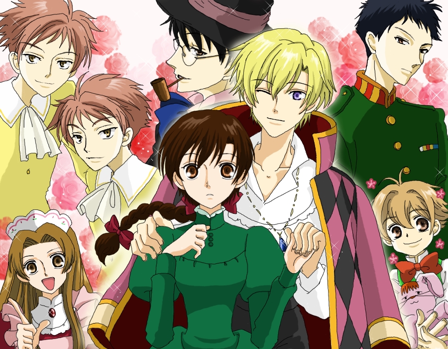 2girls 6+boys black_hair blonde_hair blue_eyes brothers brown_hair calcifer collared_jacket cosplay fujioka_haruhi haninozuka_mitsukuni hat hirotaijun hitachiin_hikaru hitachiin_kaoru houshakuji_renge howl howl_(cosplay) howl_(howl_no_ugoku_shiro) howl_(howl_no_ugoku_shiro)_(cosplay) howl_no_ugoku_shiro jacket jewelry lettie_(howl) lettie_(howl)_(cosplay) lettie_hatter lettie_hatter_(cosplay) maid markl markl_(cosplay) military military_jacket military_uniform morinozuka_takashi multiple_boys multiple_girls ootori_kyouya ouran_high_school_host_club pendant prince_justin prince_justin_(cosplay) siblings sisters smile sophie sophie_(cosplay) sophie_(howl_no_ugoku_shiro) sophie_(howl_no_ugoku_shiro)_(cosplay) studio_ghibli suou_tamaki top_hat twins