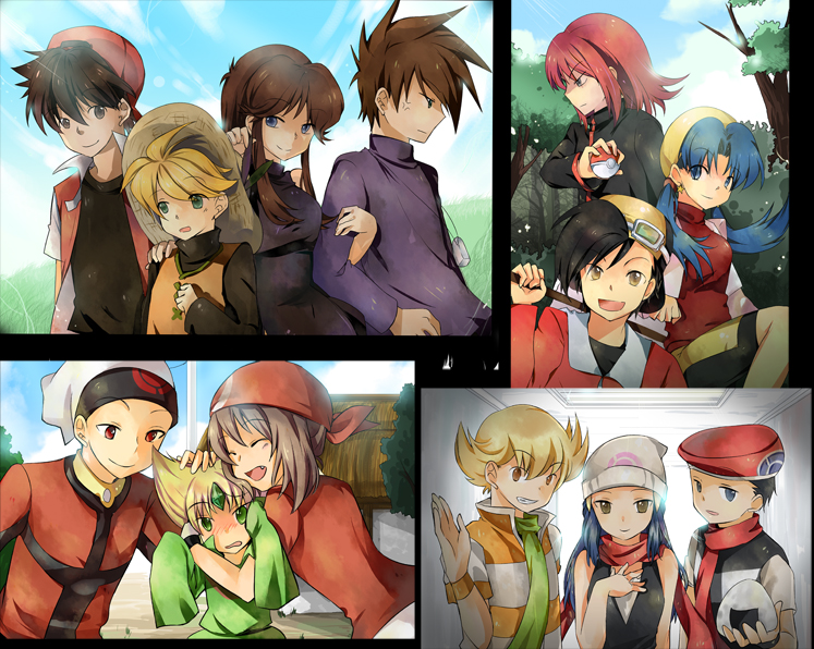 00s 1990s_(style) androgynous barry_(pokemon) blue_oak brendan_(pokemon) cosplay dawn_(pokemon) emerald_(pokemon) ethan_(pokemon) food gender_request green_(pokemon) hat kris_(pokemon) lucas_(pokemon) may_(pokemon) may_(pokemon)_(cosplay) nintendo pokemon pokemon_adventures pokemon_dppt pokemon_gsc pokemon_rgby pokemon_rse red_(pokemon) retro_artstyle reverse_trap silver_(pokemon) tachiuo_(arines) yellow_(pokemon)