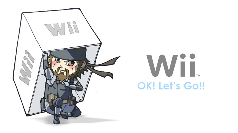 1boy box cardboard_box chibi game_console male_focus metal_gear_(series) metal_gear_solid nintendo parody product_placement solid_snake solo wii